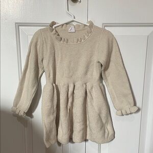GAP Cream Ruffle Long-Sleeve Dress